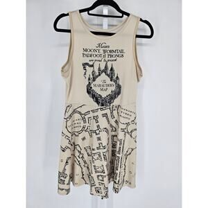 Womens Sz L Hot Topic Harry Potter Marauder's Map Fit & Flare Mini Dress